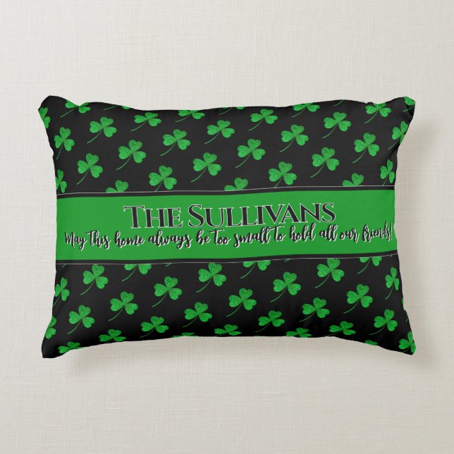 Irish shamrocks pattern personalised cosy home decorative cushion (Front)