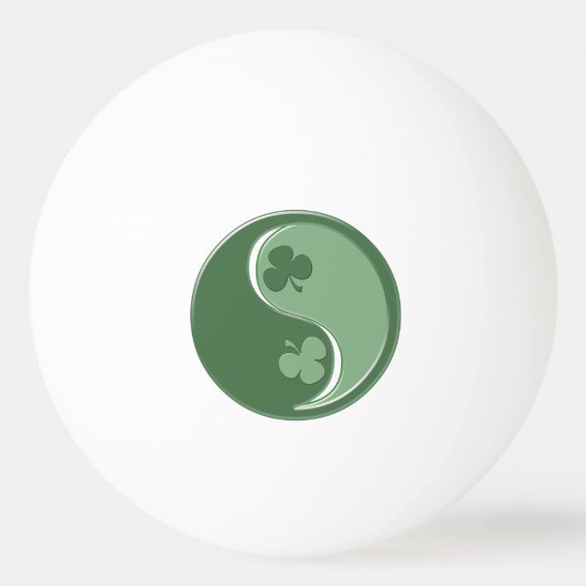 Irish Shamrocks Yin Yang and Frog Ping Pong Ball (Front)