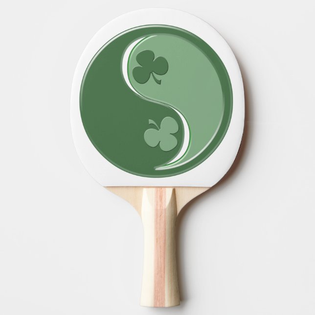 Irish Shamrocks Yin Yang and Frog Ping Pong Paddle (Front)