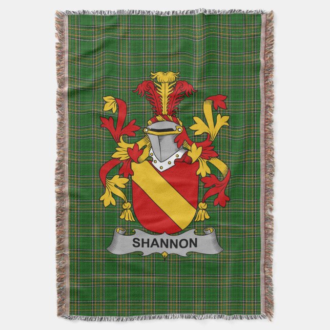  Irish Shannon Coat of Arms Family Crest Ireland Throw Blanket (Front Vertical)