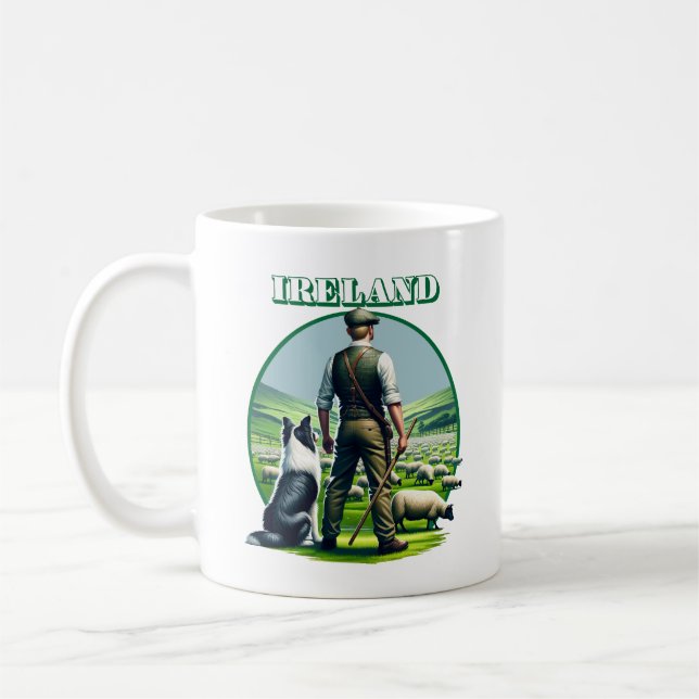 Irish Sheppard with Border Collie Coffee Mug (Left)