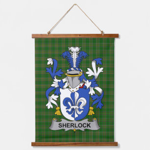 Irish Sherlock Coat of Arms Family Crest Hanging Tapestry