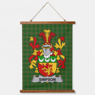 Irish Simpson Coat of Arms Family Crest Hanging Tapestry