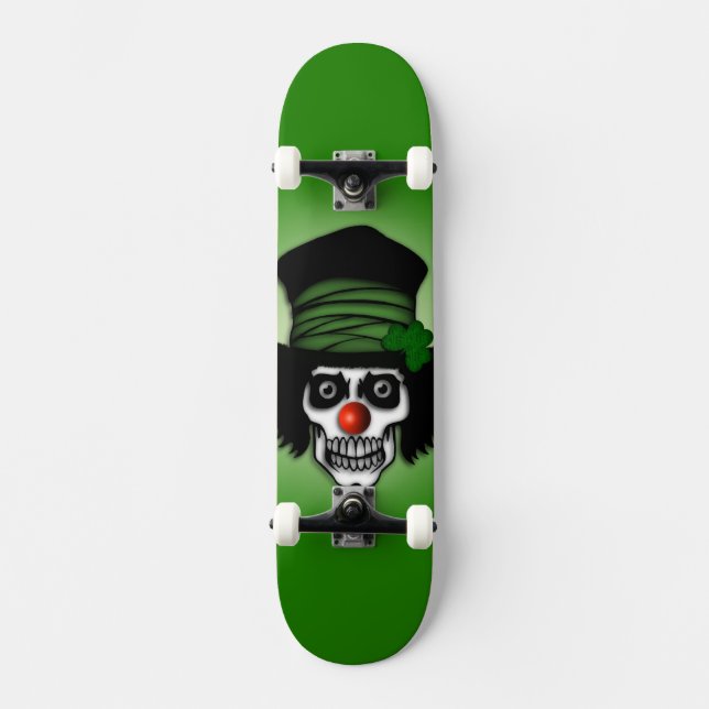 Irish Skeleton Clown Green Skateboard (Front)