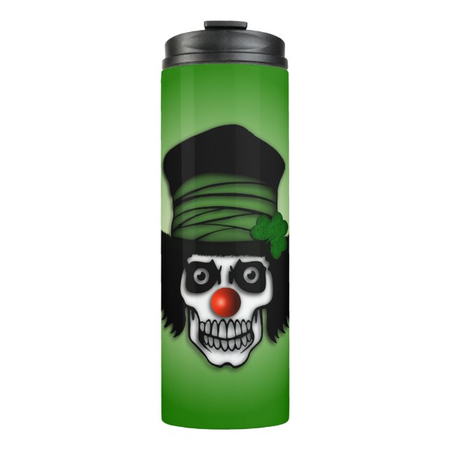 Irish Skeleton Clown Green Thermal Tumbler (Front)