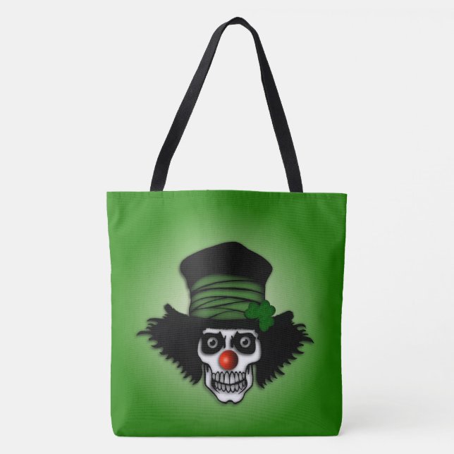 Irish Skeleton Clown Green Tote Bag (Front)