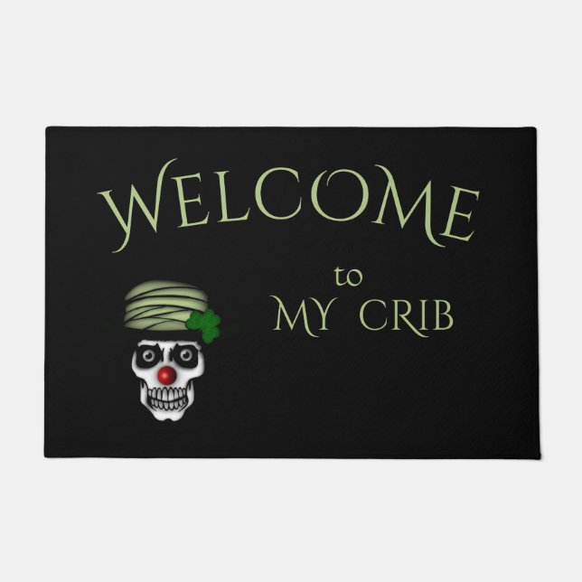 Irish Skeleton Clown Welcome to My Crib Doormat (Front)