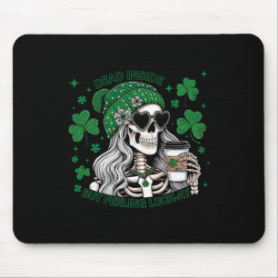 Irish Skeleton Dead Inside Coffee St Patricks Day Mouse Mat