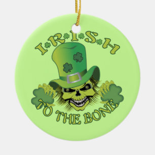 Irish Skull Ceramic Tree Decoration