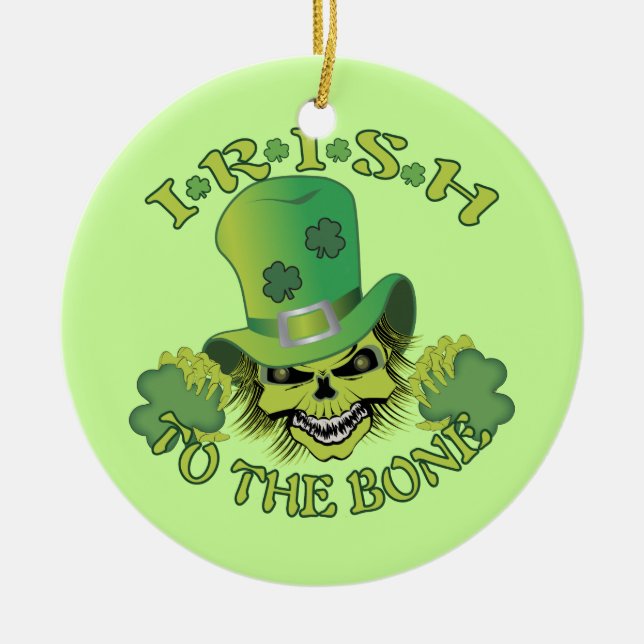 Irish Skull Ceramic Tree Decoration (Front)