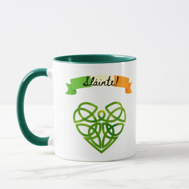 Irish "Sláinte!" Celtic Mug – Cheers to Health! (Left)