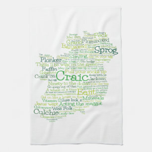 Irish Slang Map Tea Towel