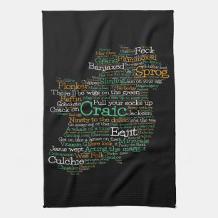 Irish Slang Word Art Map Kitchen Towel