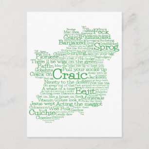 Irish Slang Word Art Map Postcard