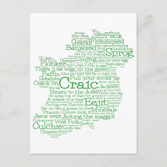 Irish Slang Word Art Map Postcard (Front)