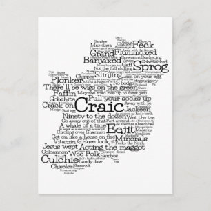 Irish Slang Word Art Map Postcard