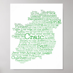 Irish Slang Word Art Map Poster