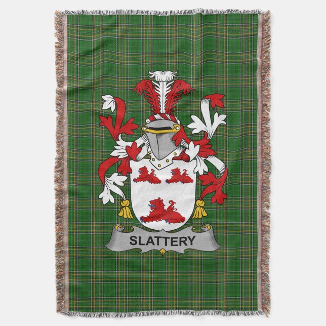  Irish Slattery or O_Slattery Coat of Arms Family  Throw Blanket (Front Vertical)