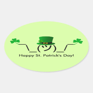 Irish Smugshrug Holding Shamrocks Oval Sticker