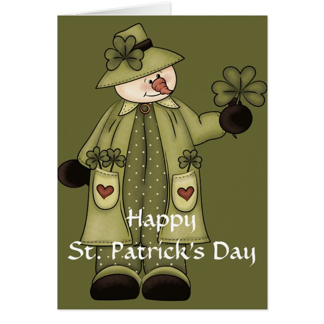 Irish Snowman d3 St. Patrick's Day Greeting Card (Front)