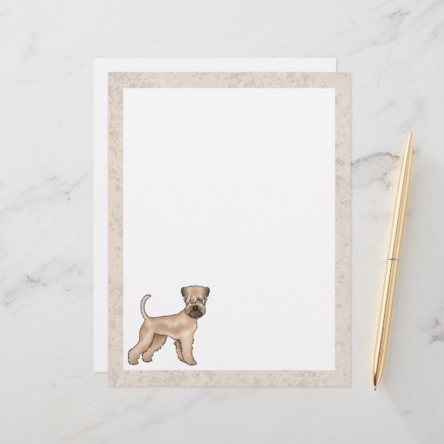 Irish Soft-Coated Wheaten Terrier Cute Cartoon Dog Custom Letterhead (Front/Back In Situ)