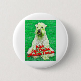 Irish Soft Coated Wheaten Terrier In Grass 6 Cm Round Badge
