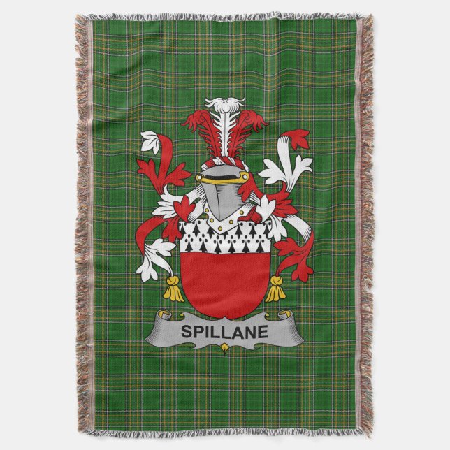  Irish Spillane or O_Spillane Coat of Arms Family  Throw Blanket (Front Vertical)