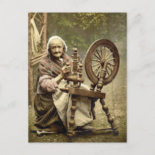 Irish Spinner and Spinning Wheel. Co. Galway, Irel Postcard