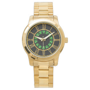 Irish Spirit Green Shamrocks Watch