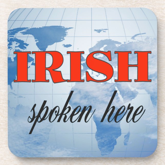 Irish spoken here cloudy earth coaster (Front)