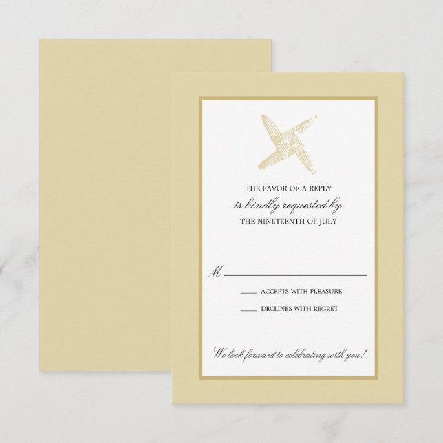 Irish St. Brigid's Cross Wedding RSVP Invitation (Front/Back)