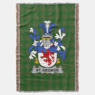 Irish St. George Coat of Arms Family Crest Irelan Throw Blanket