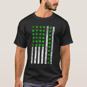 Irish St Patrick's American USA Flag Shamrock T-Shirt