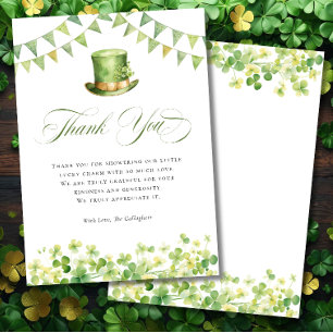 Irish St Patrick's Baby Shower Green Shamrock Thank You Card