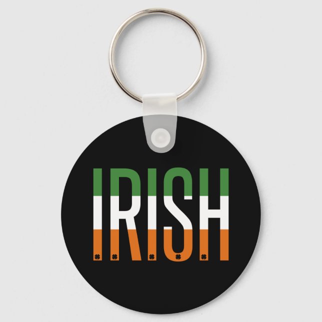Irish St Patrick's Day Ireland Flag Shamrock Lucky Key Ring (Front)