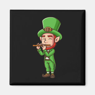 Irish St Patricks Day Leprechaun Playing Flute Fun Magnet