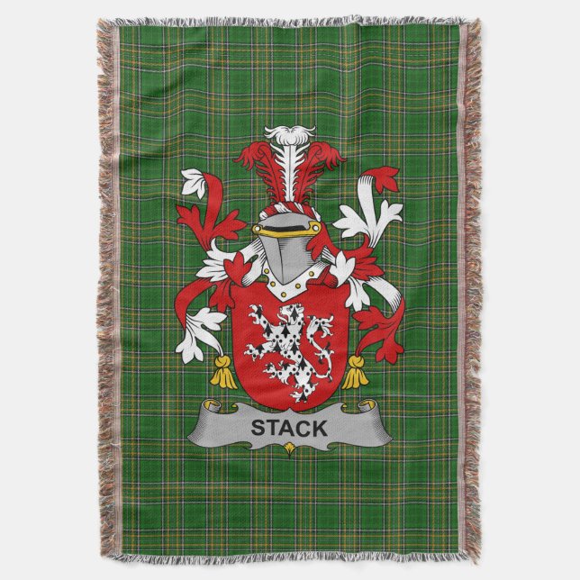  Irish Stack Coat of Arms Family Crest Ireland Throw Blanket (Front Vertical)
