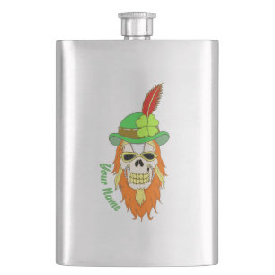Irish Steampunk Shamrock Skull Hip Flask