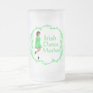 Irish Step Dance Mother - Green Frosted Glass Beer Mug