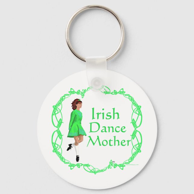 Irish Step Dance Mother - Green Key Ring (Front)