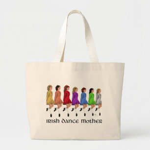 Irish Step Dance Mother - Rainbow Line Large Tote Bag