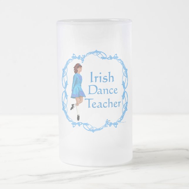 Irish Step Dance Teacher - Blue Frosted Glass Beer Mug (Center)
