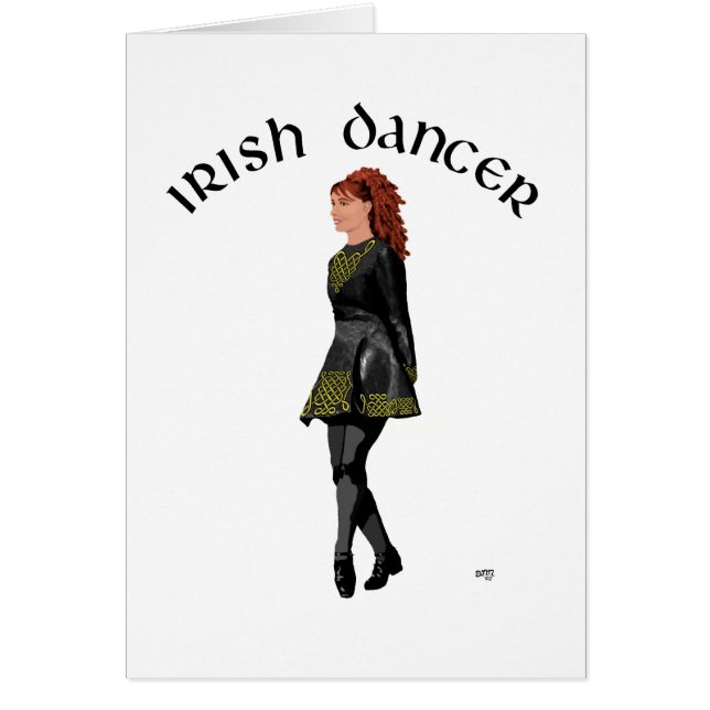 Irish Step Dancer - Black Dress, Red Hair (Front)