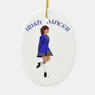 Irish Step Dancer - Blue Ceramic Tree Decoration
