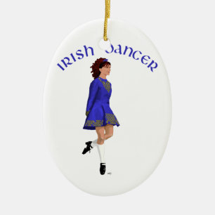 Irish Step Dancer - Blue Ceramic Tree Decoration