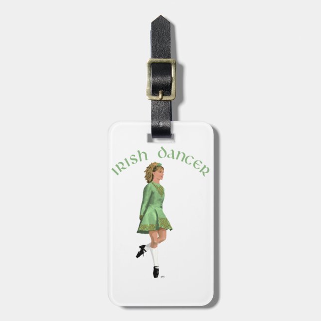 Irish Step Dancer - Green Luggage Tag (Front Vertical)