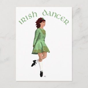 Irish Step Dancer - Green Postcard