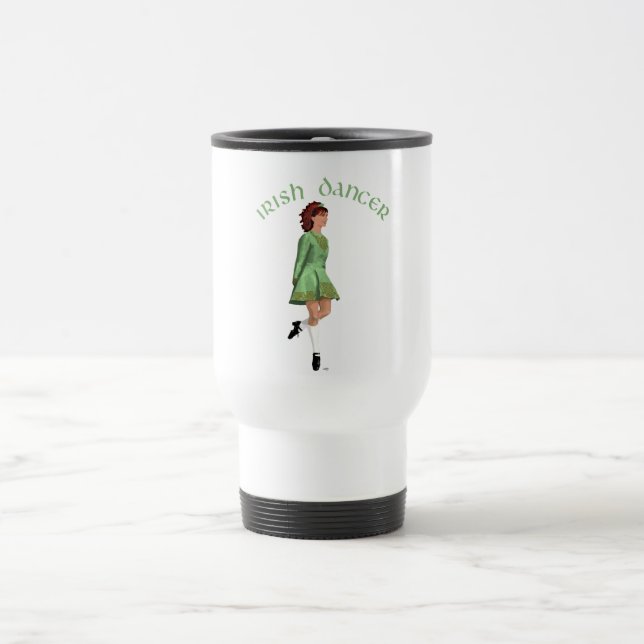 Irish Step Dancer - Green Travel Mug (Center)