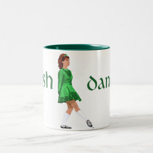 Irish Step Dancer - Soft Shoe - Green Two-Tone Coffee Mug