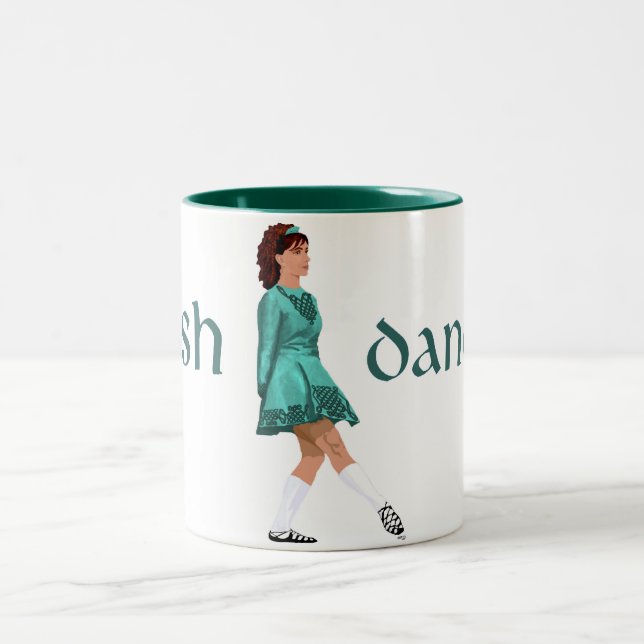 Irish Step Dancer - Soft Shoe - Teal Two-Tone Coffee Mug (Center)